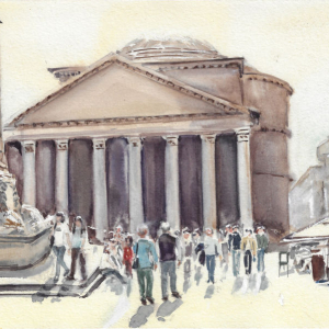 Rome. Pantheon..  Author's aquarelle print