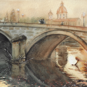 "Pont in Florans". Aquarelle Original