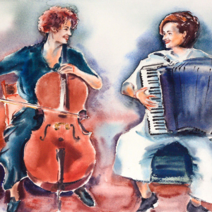 Klezmer. Author's aquarelle print