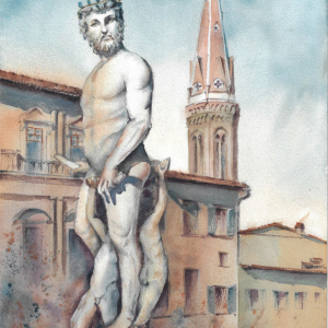 Neptune from Florence. Author's aquarelle original