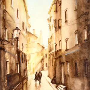 In Old Town. Author's aquarelle original