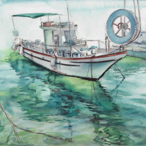 Emerald port's magic. Author's aquarelle original