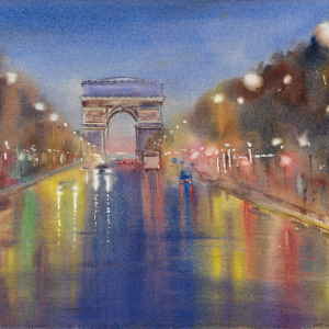 Champs Elysees. Aquarelle original