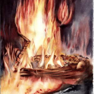 Live Fire. Author's aquarelle print