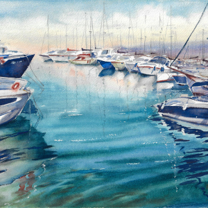 Lachi harbor. Author's aquarelle print