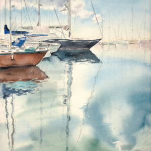 Lachi harbor. Aquarelle original