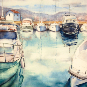 Lachi harbor. Aquarelle original