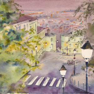 Green Paris. Author's aquarelle print