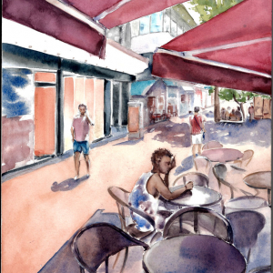 Nicosia's Heat. Author's aquarelle print